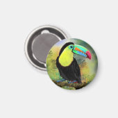 Exotic Tropical Toco Toucan Bird - Malerei Mignon Magnet (Vorderseite/Rückseite)