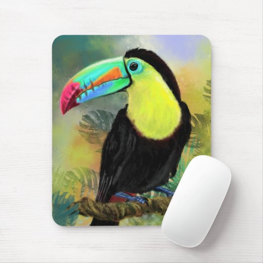 Exotic Tropical Toco Toucan Bird - Malerei Mignon Mousepad (Mit Mouse)