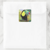 Exotic Tropical Toco Toucan Bird - Malerei Mignon Quadratischer Aufkleber (Tasche)
