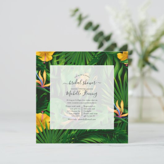 Exotic Tropical Virtual Duwer Einladung (Stehend Vorderseite)