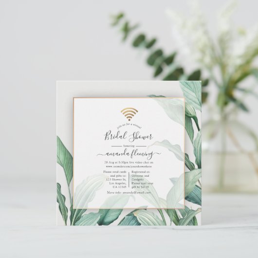 Exotic Tropical Virtual Duwer Einladung (Stehend Vorderseite)