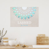 Exotic Türkise Blue Floral Mandala Poster (Küche)