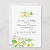 Exotic Watercolor Frangipani Blume Brautparty Einladung (Vorderseite)