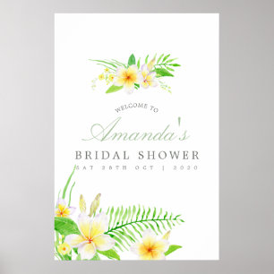 Exotic Watercolor Frangipani Brautparty Willkommen Poster