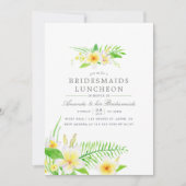 Exotic Watercolor Frangipani Bridesmaids Luncheon Einladung (Vorderseite)