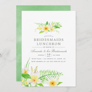 Exotic Watercolor Frangipani Bridesmaids Luncheon Einladung