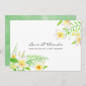 Exotic Watercolor Frangipani Floral Wedding Dankeskarte (Vorne/Hinten)