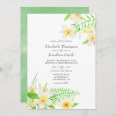 Exotic Watercolor Frangipani Floral Wedding Einladung (Vorne/Hinten)