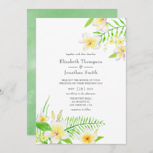 Exotic Watercolor Frangipani Floral Wedding Einladung