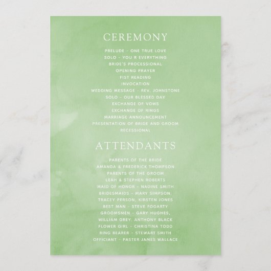 Exotic Watercolor Frangipani Floral Wedding Programm (Rückseite)