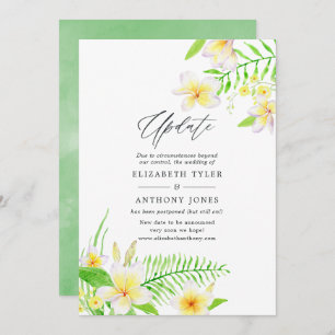 Exotic Watercolor Frangipani Floral Wedding Update Einladung