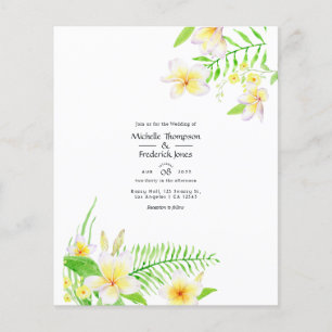 Exotic Watercolor Frangipani Floral Wedite Einladu Flyer