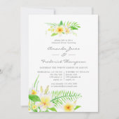 Exotic Watercolor Frangipani Probe Dinner Einladung (Vorderseite)