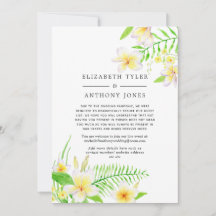 Exotic Watercolor Frangipani reduzierte Gästeliste