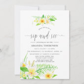 Exotic Watercolor Frangipani Sip & See Einladung (Vorderseite)