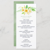Exotic Watercolor Frangipani Wedding Menu Menükarte (Vorne/Hinten)