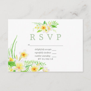 Exotic Watercolor Frangipani Wedding RSVP Karte