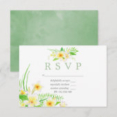 Exotic Watercolor Frangipani Wedding RSVP Karte (Vorne/Hinten)
