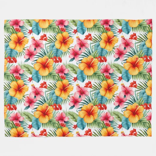 Exotic Watercolor Hawaiian Fleecedecke (Vorderseite (Horizontal))