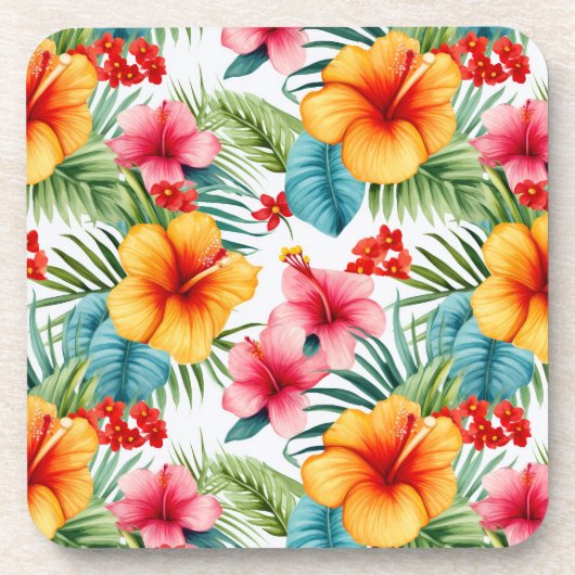 Exotic Watercolor Hawaiian Getränkeuntersetzer (Vorderseite)