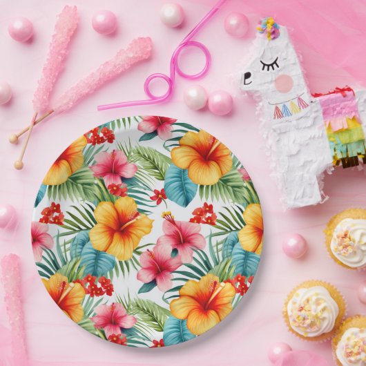 Exotic Watercolor Hawaiian Pappteller (Party)