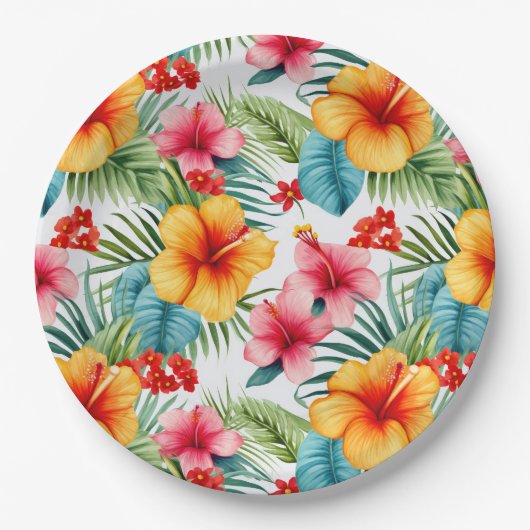 Exotic Watercolor Hawaiian Pappteller (Vorderseite)