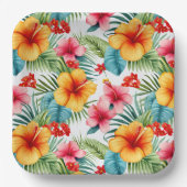 Exotic Watercolor Hawaiian Pappteller (Vorderseite)