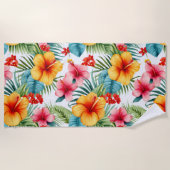 Exotic Watercolor Hawaiian Strandtuch (Vorderseite)