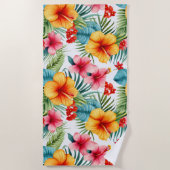 Exotic Watercolor Hawaiian Strandtuch (Vorderseite)