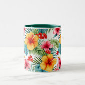 Exotic Watercolor Hawaiian Zweifarbige Tasse (Mittel)