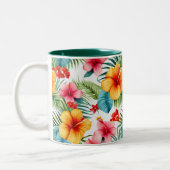 Exotic Watercolor Hawaiian Zweifarbige Tasse (Links)