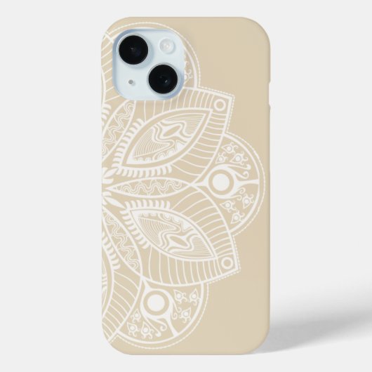 Exotic White Mandala auf Beige Hintergrund Case-Mate iPhone Hülle (Rückseite)