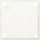 Exotic White Mandala auf Beige Hintergrund Glasuntersetzer (Rückseite)