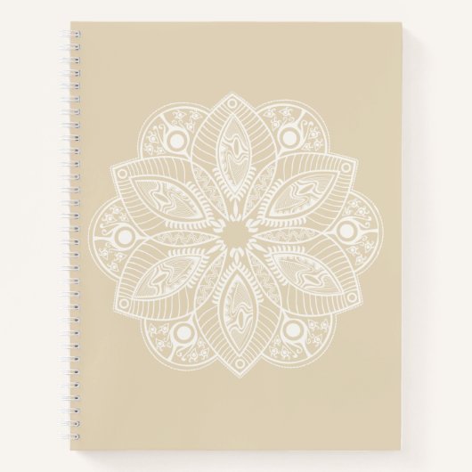Exotic White Mandala auf Beige Hintergrund Notizblock (Vorderseite)