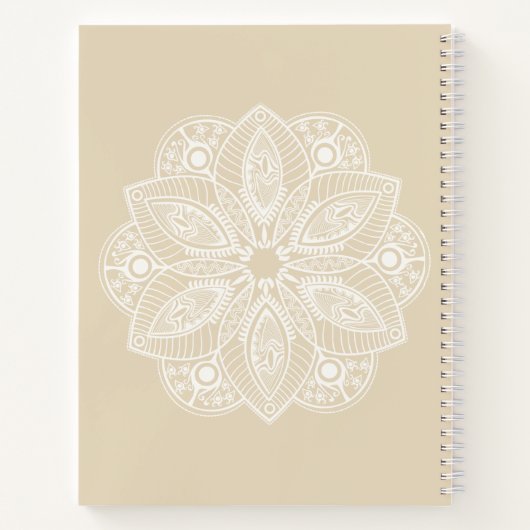 Exotic White Mandala auf Beige Hintergrund Notizblock (Rückseite)