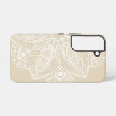 Exotic White Mandala auf Beige Hintergrund Samsung Galaxy Hülle (Rückseite (Horizontal))