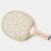 Exotic White Mandala auf Beige Hintergrund Tischtennis Schläger (Seitenansicht)