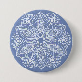 Exotic White Mandala auf Blue Background Button (Vorderseite)