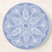 Exotic White Mandala auf Blue Background Getränkeuntersetzer (Vorne)