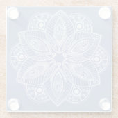 Exotic White Mandala auf Blue Background Glasuntersetzer (Rückseite)