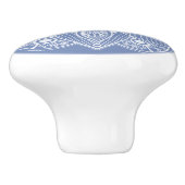 Exotic White Mandala auf Blue Background Keramikknauf (Seitenansicht)