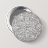 Exotic White Mandala auf grauem Hintergrund Button (Vorne & Hinten)
