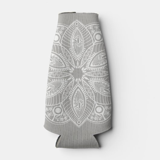 Exotic White Mandala auf grauem Hintergrund Flaschenkühler (Vorderseite)