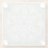 Exotic White Mandala auf grauem Hintergrund Glasuntersetzer (Rückseite)