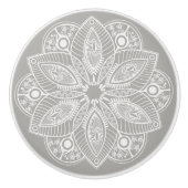 Exotic White Mandala auf grauem Hintergrund Keramikknauf (Vorderseite)