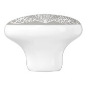 Exotic White Mandala auf grauem Hintergrund Keramikknauf (Seitenansicht)