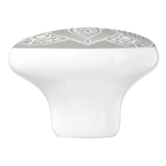 Exotic White Mandala auf grauem Hintergrund Keramikknauf (Seitenansicht)