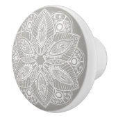 Exotic White Mandala auf grauem Hintergrund Keramikknauf (Rechts)