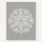 Exotic White Mandala auf grauem Hintergrund Notizblock (Vorderseite)