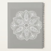 Exotic White Mandala auf grauem Hintergrund Planer (Rückseite)
